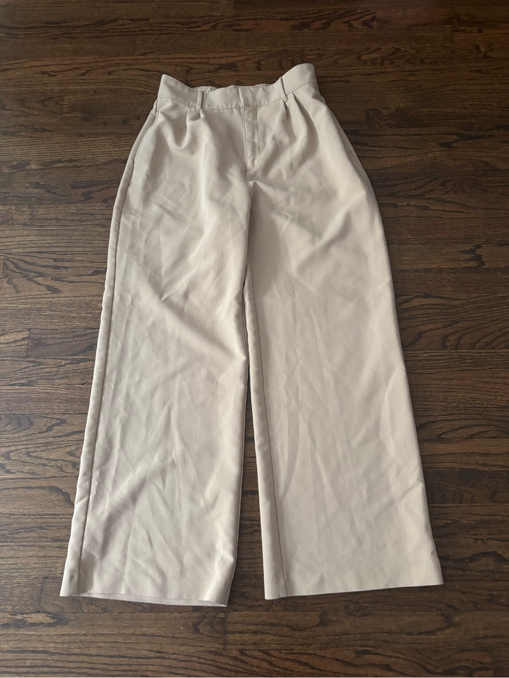 Abercrombie and Fitch Tan Sloane Tailored Wide Leg Trouser Medium 90s Minimalist